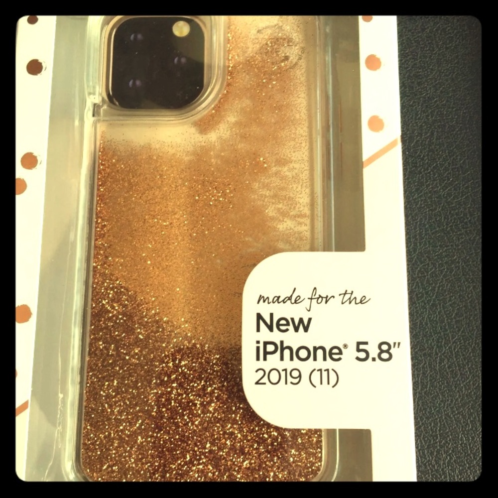 I phone 11 Pro Case , Liquid Gold Glitter